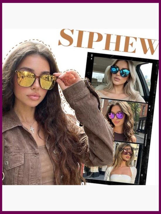 Polarized Mirrored Sunglasses with UV Protection, Oversized Cat Eye Frame main image 7